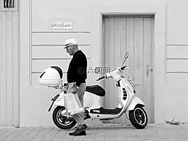 黑盾胡蜂,滑板車,男子