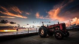 拖拉機,fordson,日出