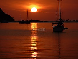 日落,假期,浪漫