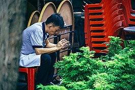 人,男子,煙