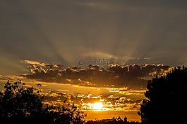 日落,太陽,霞光