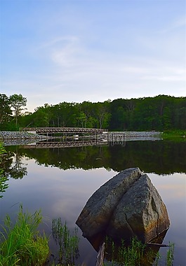 湖,日落,水