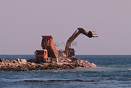 機(jī)械,春天,防波堤