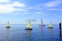 帆船,湖,水