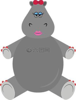 河马,女孩,就座
