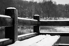 雪,黑白,長椅