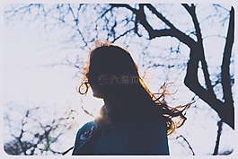 女孩,女,日落
