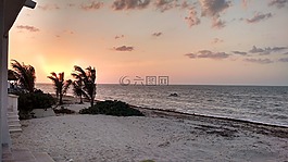 日落,黎明,海灘