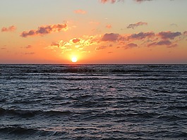 海,落山的太陽,日落
