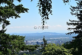 城市的风景,波特兰,树