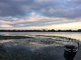 湖,日落,abendstimmung