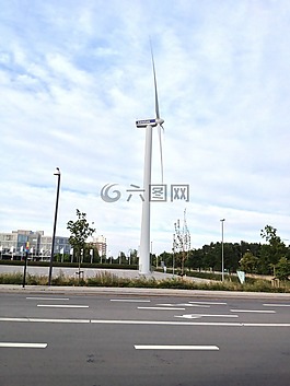 街景,風(fēng)力發(fā)電,藍(lán)天