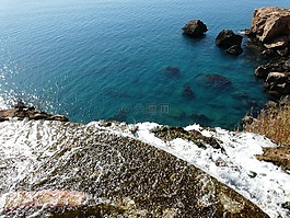 瀑布,海岸,海