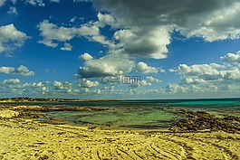 海灘,空,海