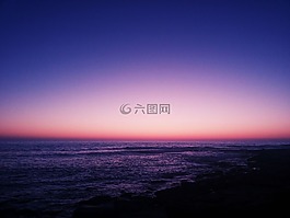 日落,海灘,自然