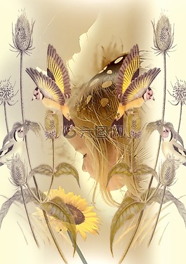 兒童,花,裝飾