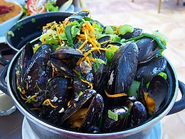 貽貝,平,廚房