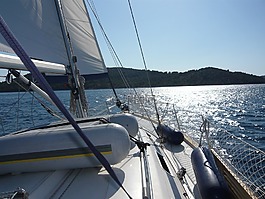 海,帆船,日落