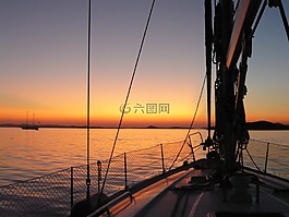 帆船,日落,瑪麗娜