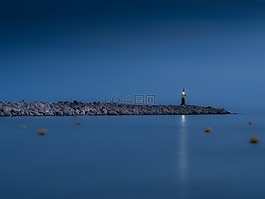 日落,黃昏,燈塔