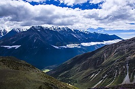 贡嘎雪山,云,徒步