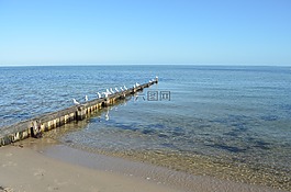 海灘,平靜,灣