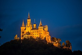 城堡,hohenzollern,夜