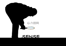 男子,剪影,放大鏡