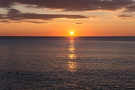 日落,海洋,地平線