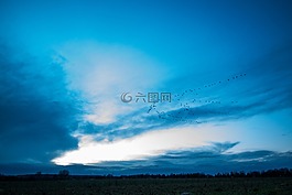 晚上,蓝色,天空