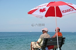 男子,海灘,坐