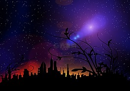 天際線,摩天大樓,夜