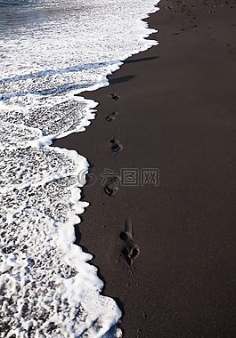 海灘,痕跡,沙