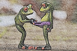 青蛙,繪圖,好奇