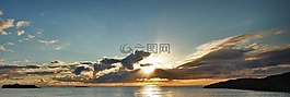日落,海,海洋