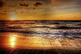 日落,海,丹麥
