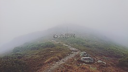 徒步旅行,薄霧,景觀