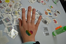 彩虹,临时纹身,孩子们的快乐的一天
