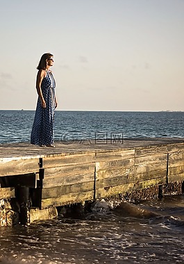 女孩,海灘,波