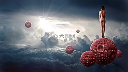 幻想,天空,女子
