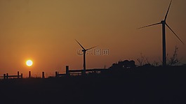 風(fēng)車,太陽能發(fā)電,日出