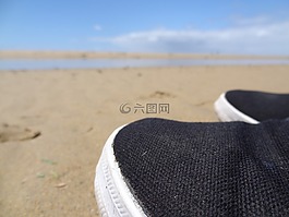 海灘,鞋,沙