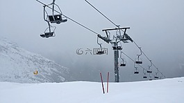 滑雪纜車,霧,吊車
