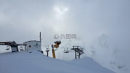吊車,霧,滑雪纜車