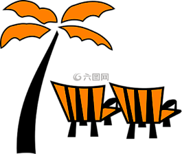 棕櫚,椅子,海灘
