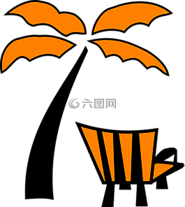 海灘,棕櫚,椅子