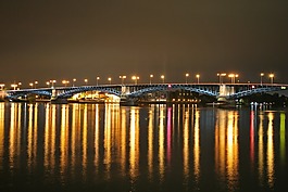 美因茨,theodor heuss 桥,夜间摄影