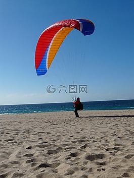 滑翔傘,海灘,海