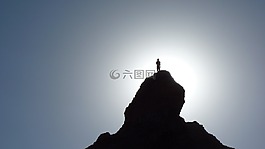 側影,遠足,山頂