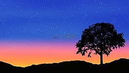 日出,天空,星星